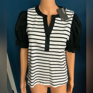 Bailey 44 Black and White Striped Blouse